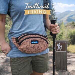 KAVU Spectator Belt Bag | Pink Topo Print Fanny Pack Crossbody Festival Travel